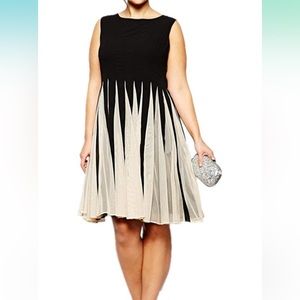 NWOT Black and white pleated dress